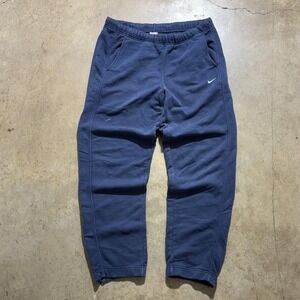 Nike Sweatpants Mens Medium Blue Fleece Joggers Elastic Waist Swoosh Athletic